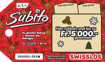 Geschenk: 1 Swisslos Subito (gratis ab einem Bestellwert von CHF 90.00)