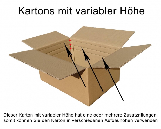 Preview: Versandkarton 50 x 40 x 20-25 cm variable Höhe 2-wellig