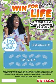 Geschenk: 1 Swisslos WIN FOR LIFE (gratis ab einem Bestellwert von CHF 190.00)
